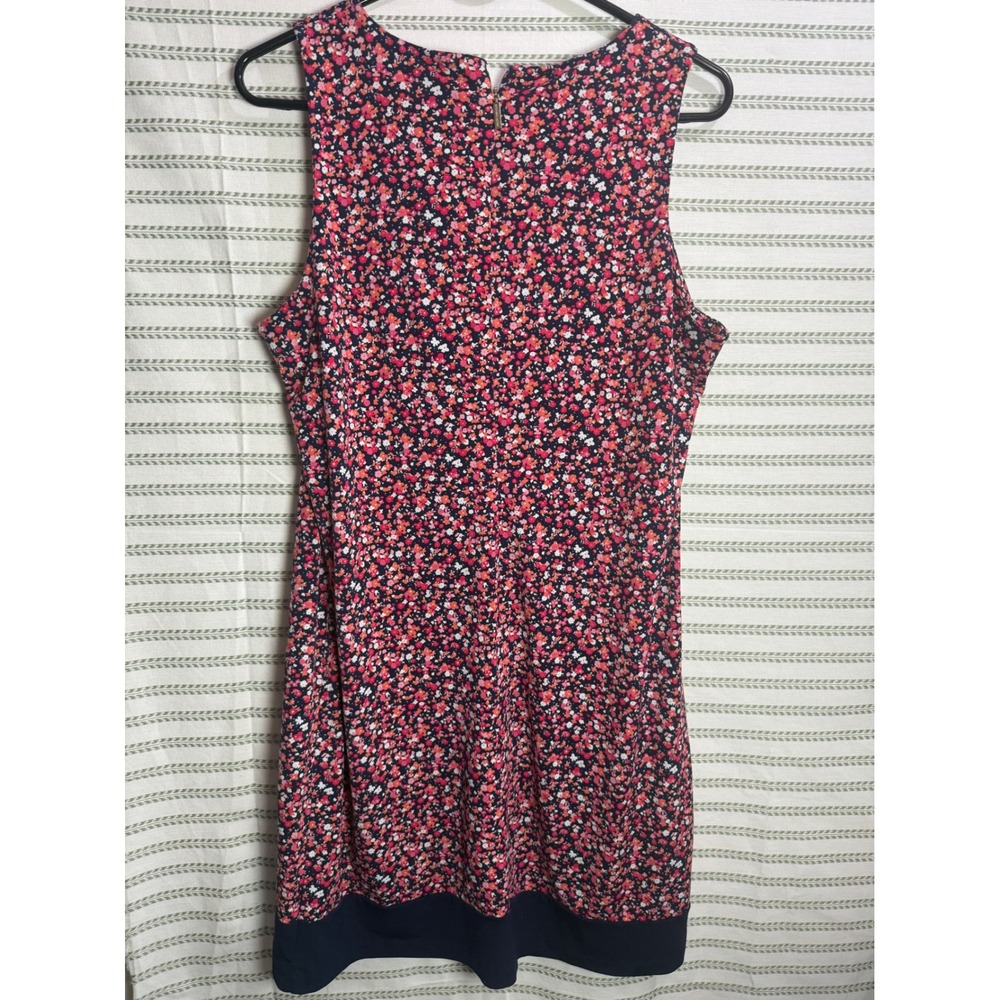 Michael Kors Womens Sleeveless Floral Print Navy Red Shift Mini Dress Large L